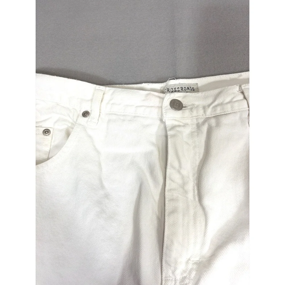 Crossroads Woman White Denim Shorts High Rise 100% Cotton Size 16W 0443
